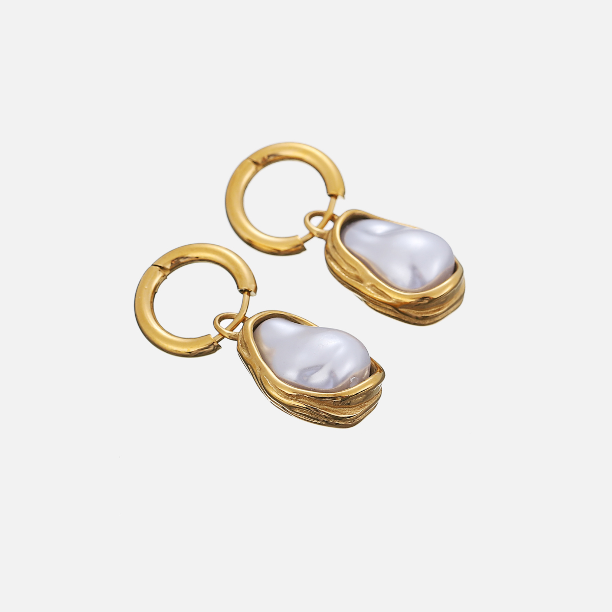 Stephanie | Pearl & Gold Hoop Earrings