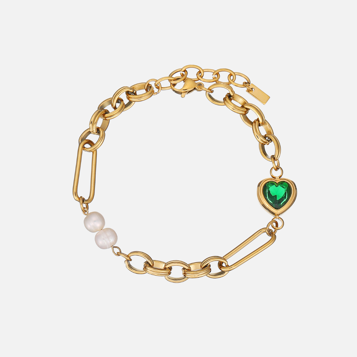 Ivyanna | Pearl & Gold Heart Bracelet