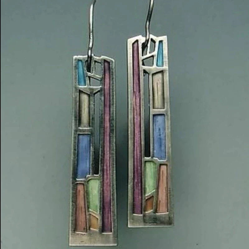 Nellie | Vintage Colorful Silver Earrings