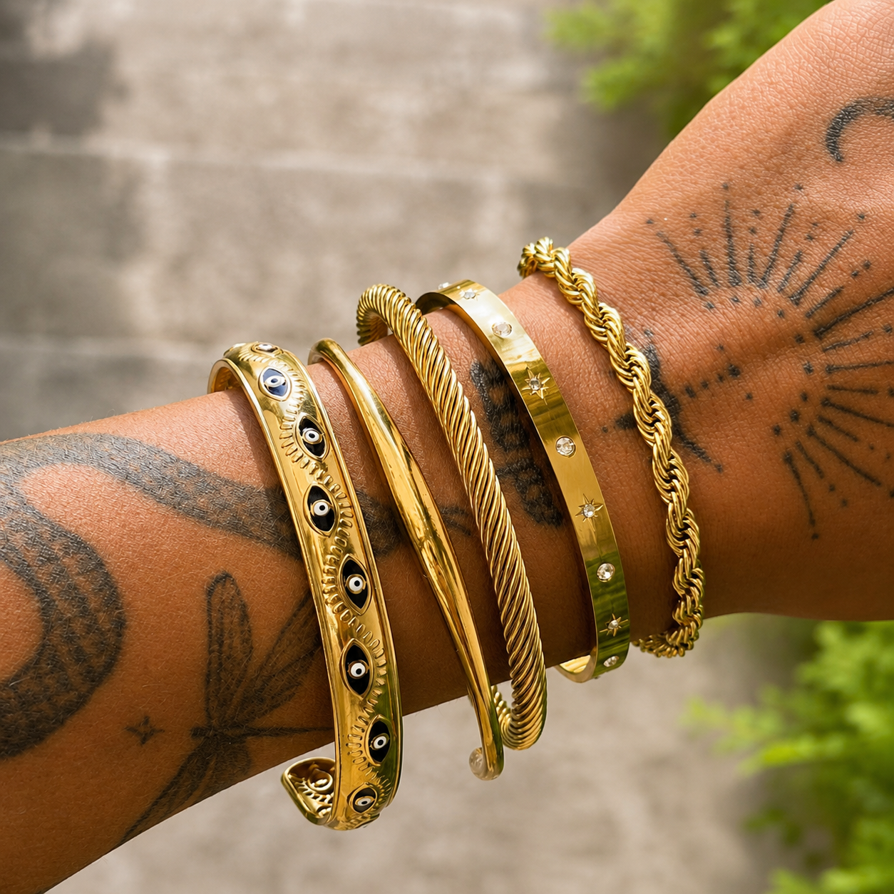 Hensley | Gold Crystal Tennis Bracelet