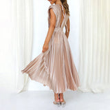 Céleste | Pleated V-Neck Elegant Dress