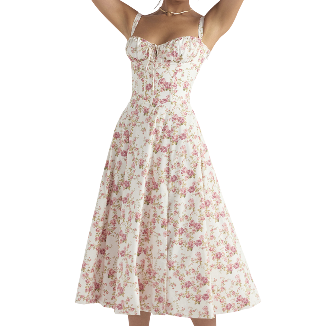 Céleste | Floral Corset Midi Dress