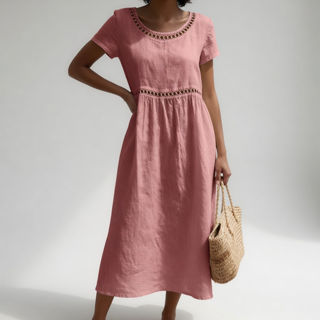Juliet | Eyelet Trim Midi Dress