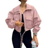 Zara | Solid Zip-Up Cropped Jacket