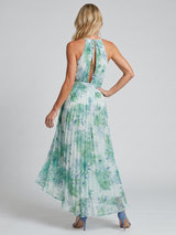 Abby | Pleated Floral Halter Midi Dress