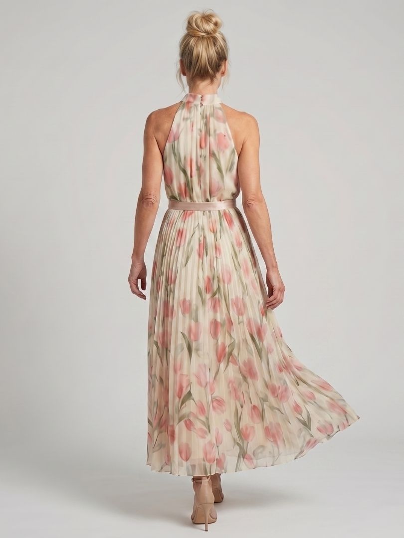 Sabina | Halter Neck Floral Midi Dress