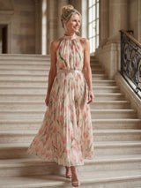 Sabina | Halter Neck Floral Midi Dress