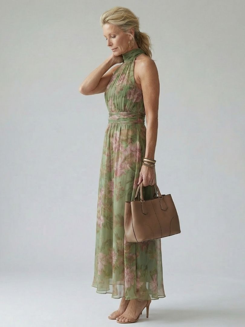 Ondine | Gathered Halter Midi Dress