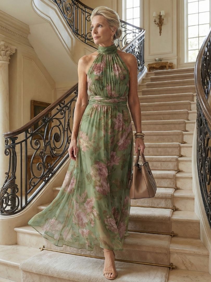 Ondine | Gathered Halter Midi Dress