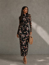 Earline | Floral Mesh Maxi Dress