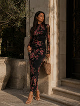 Earline | Floral Mesh Maxi Dress