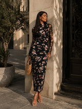 Earline | Floral Mesh Maxi Dress