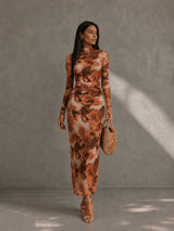 Earline | Floral Mesh Maxi Dress