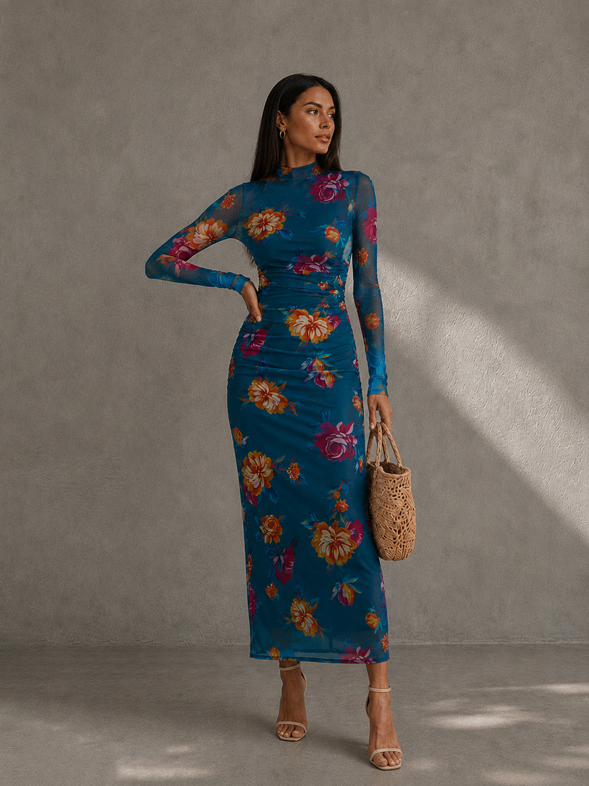 Earline | Floral Mesh Maxi Dress