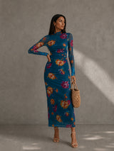 Earline | Floral Mesh Maxi Dress