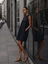 Vertie | Linen Round-Neck Mini Dress
