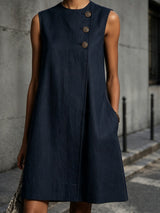 Vertie | Linen Round-Neck Mini Dress