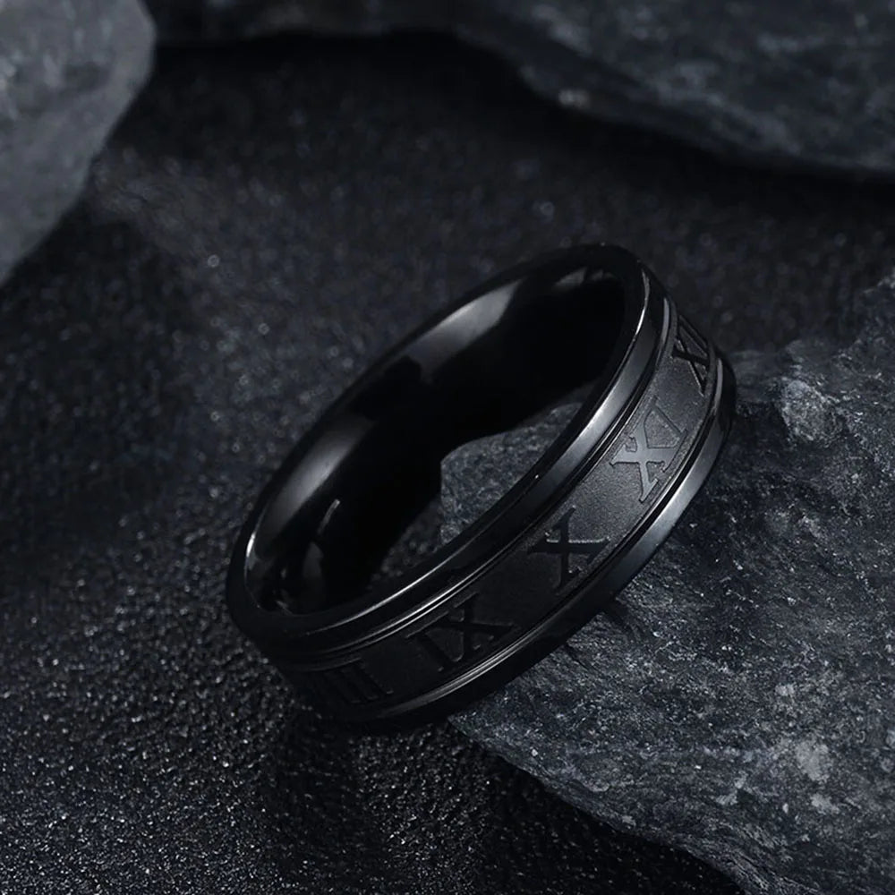 Quinn | Roman Numeral Stainless Steel Ring