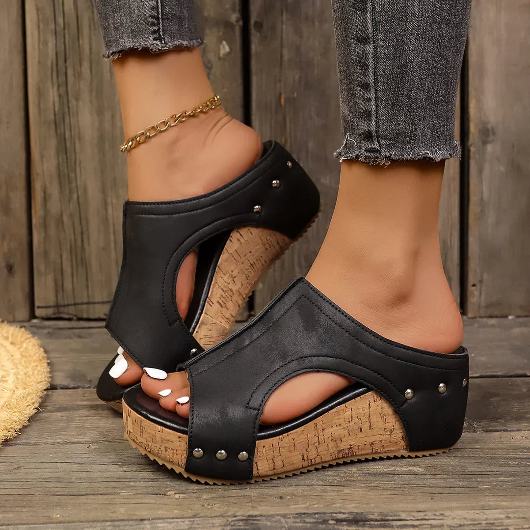 Lauren | Studded Wedge Sandals