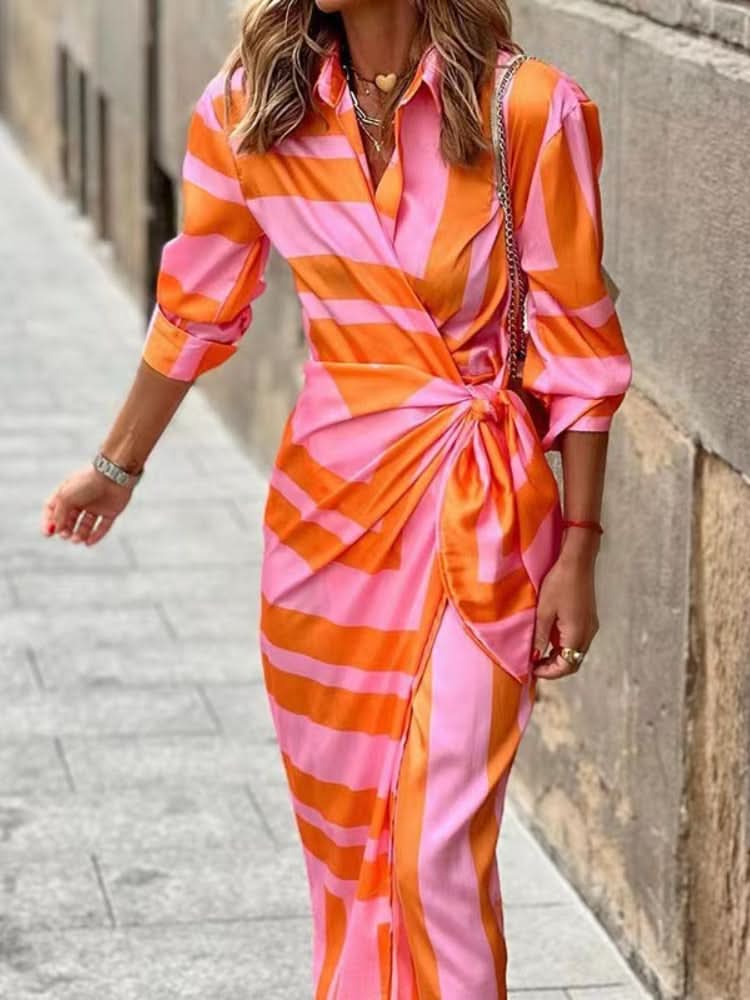 Elaine | Elegant Patterned Wrap Dress