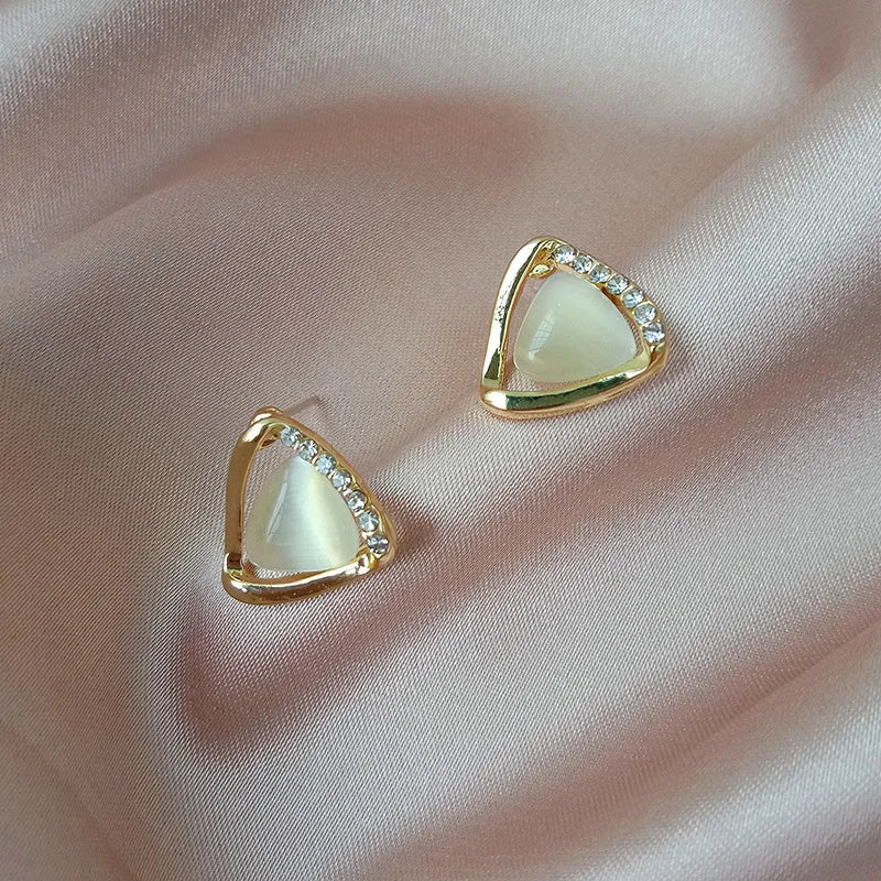 Elsie | Triangular Opal Crystal Drop Earrings