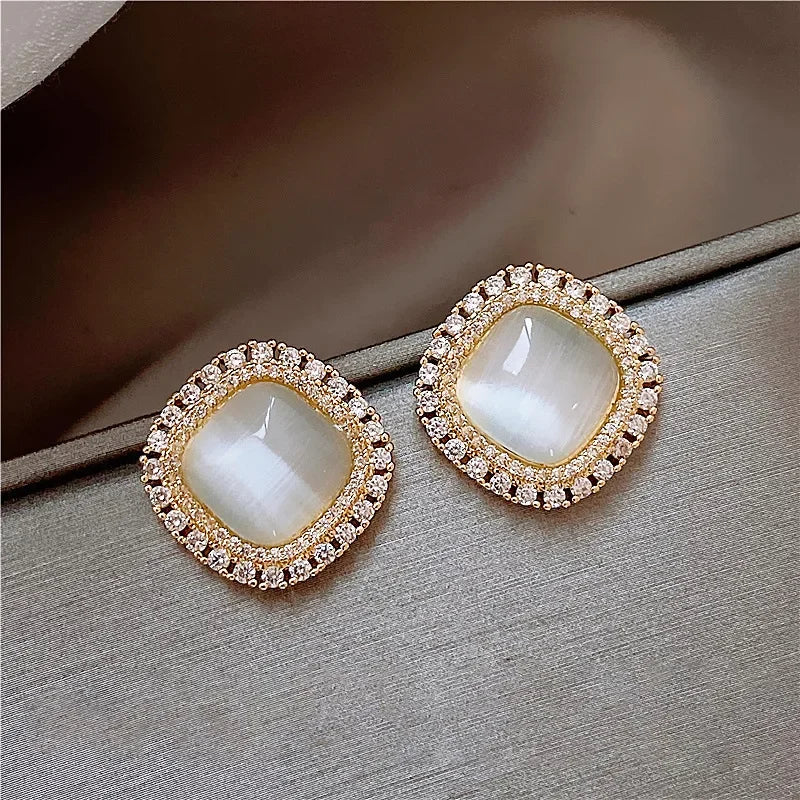Ulla | Square Opal CZ Crystal Stud Earrings