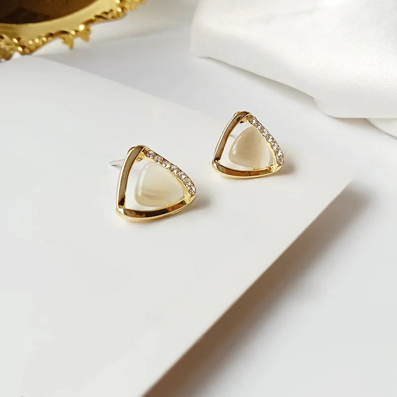 Elsie | Triangular Opal Crystal Drop Earrings
