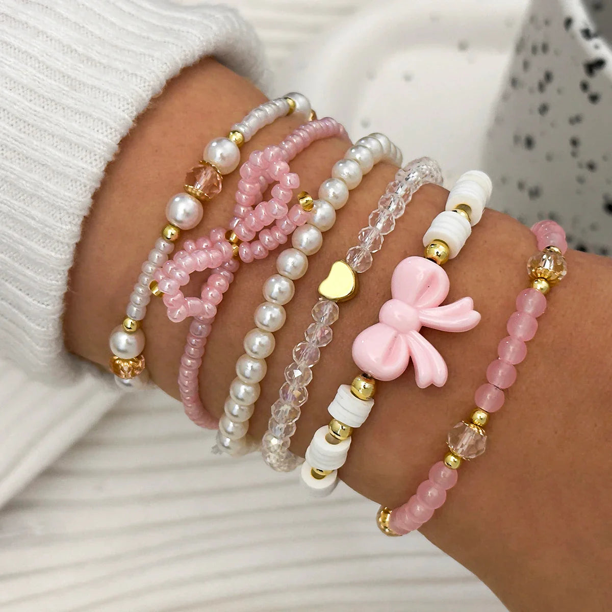 Morgan | Pearl Bow Bracelet Set
