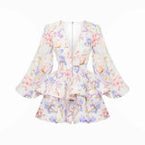 Brenda | Elegant Flounce Dress Lantern Sleeves