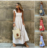 Catherine | Boho Gingham Midi Dress
