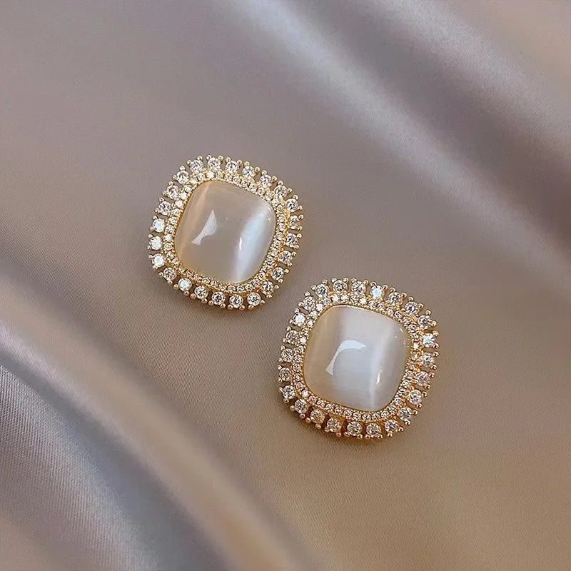 Ulla | Square Opal CZ Crystal Stud Earrings