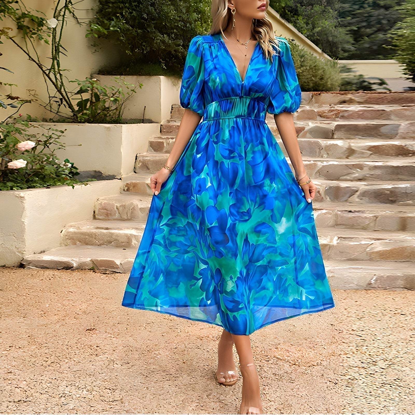Céleste | Floral Chiffon Midi Dress