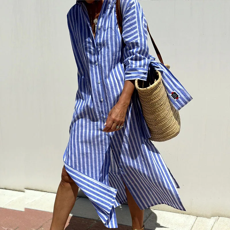 Céleste | Striped Tailored Shirt Dress