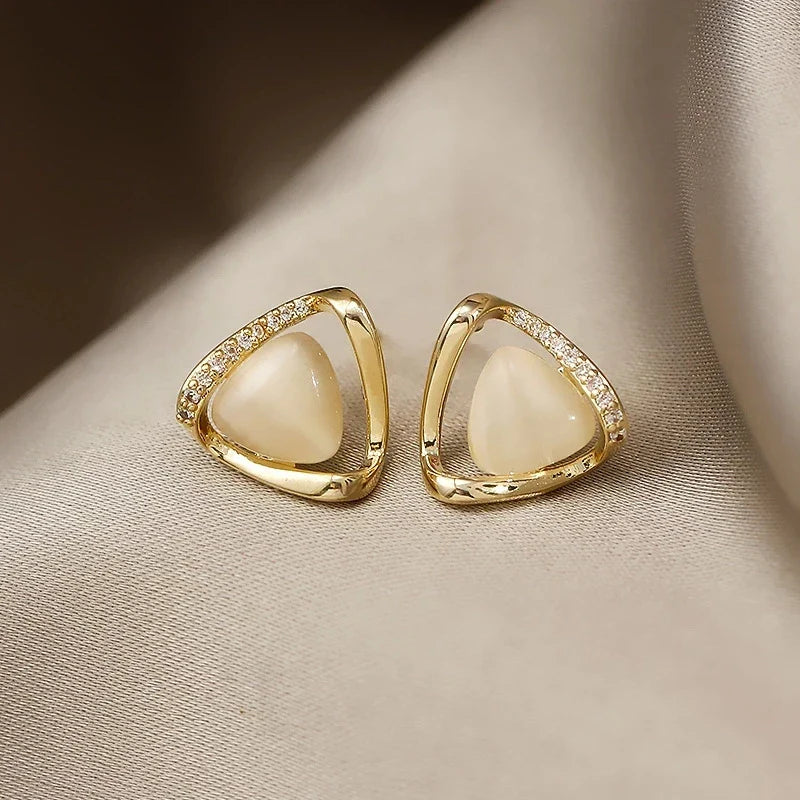 Elsie | Triangular Opal Crystal Drop Earrings