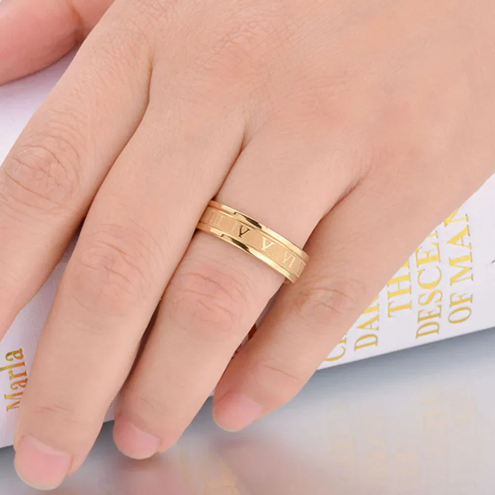 Quinn | Roman Numeral Stainless Steel Ring