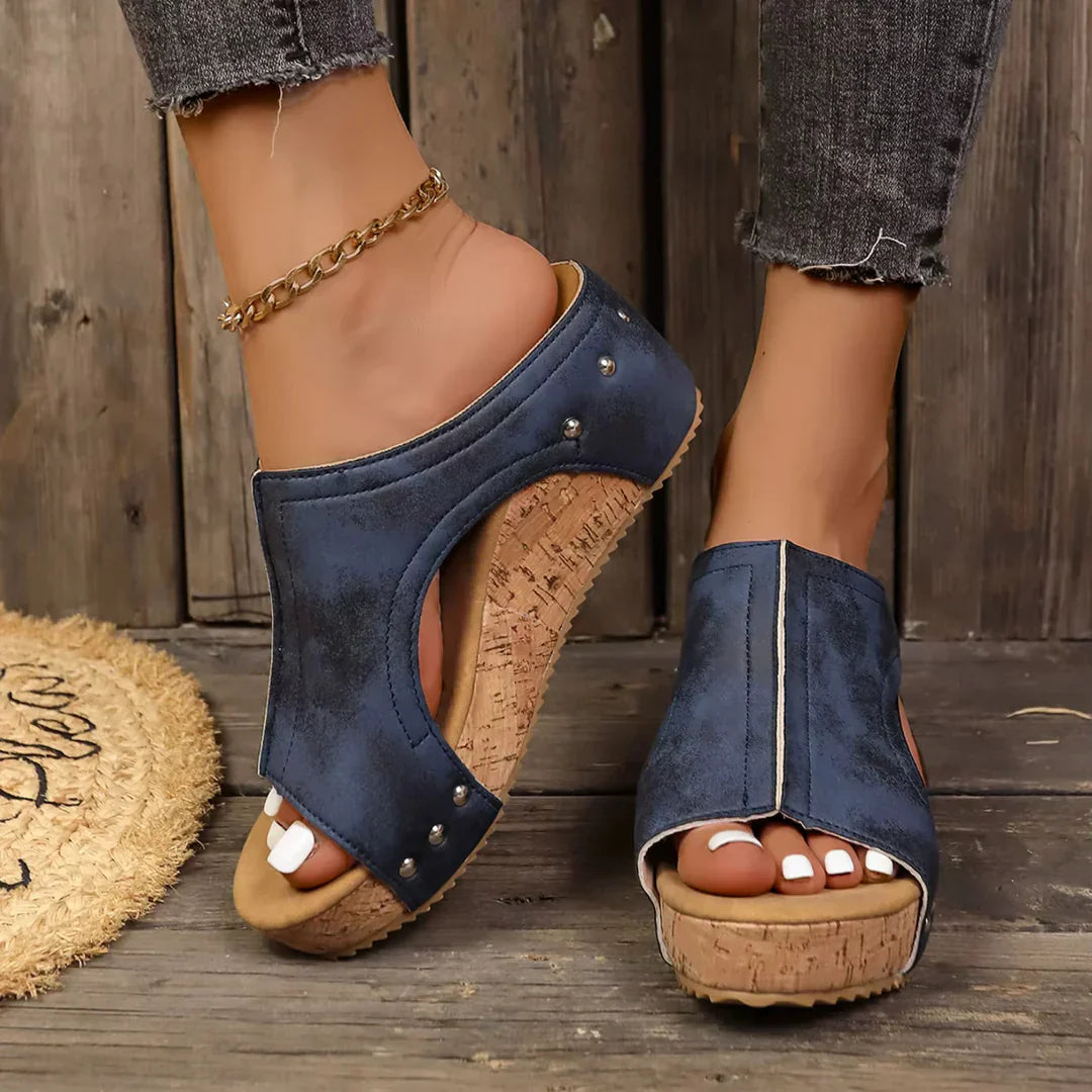Lauren | Studded Wedge Sandals