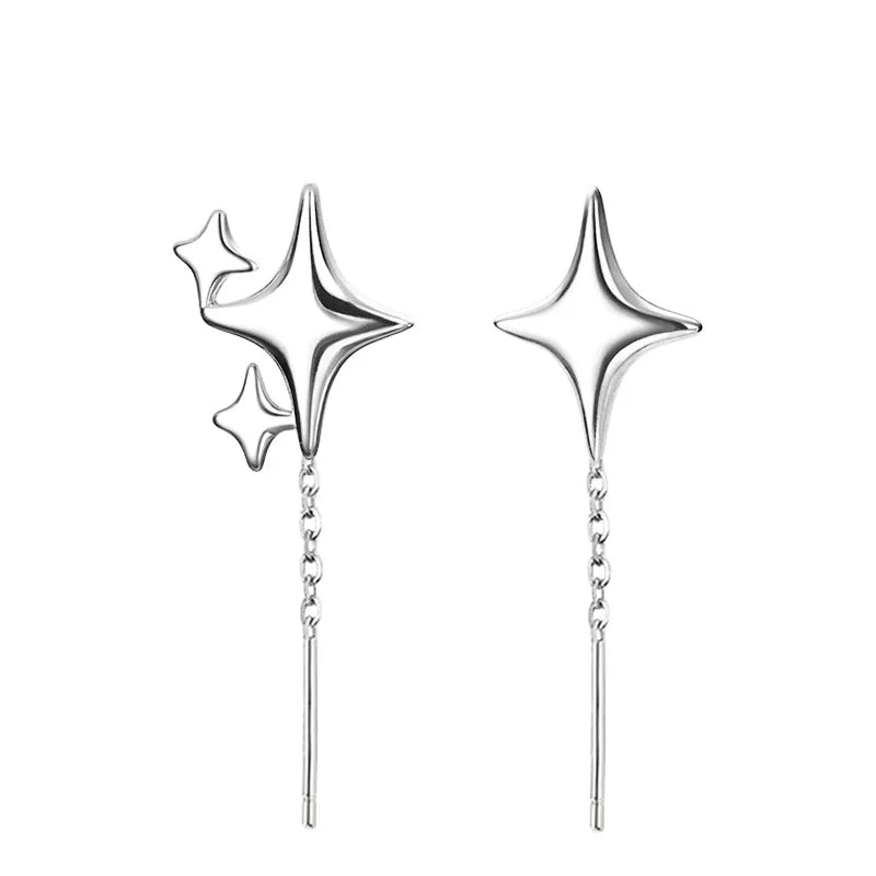 Reese | Sterling Silver Star Chain Earrings