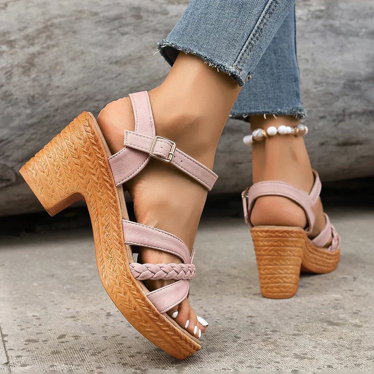 Madison | Braided Block-Heel Comfort Sandals