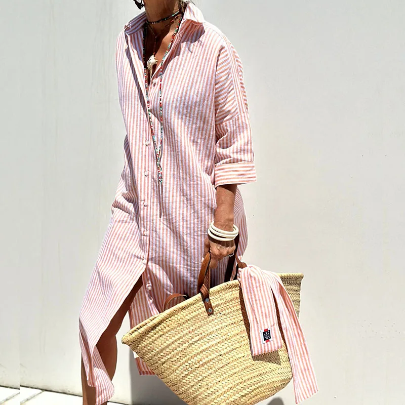 Céleste | Striped Tailored Shirt Dress