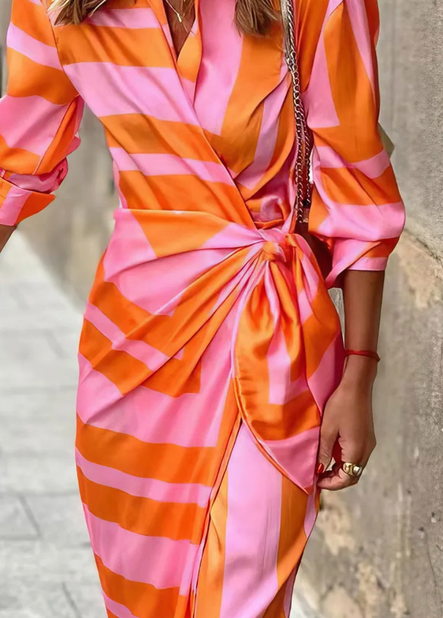 Elaine | Elegant Patterned Wrap Dress