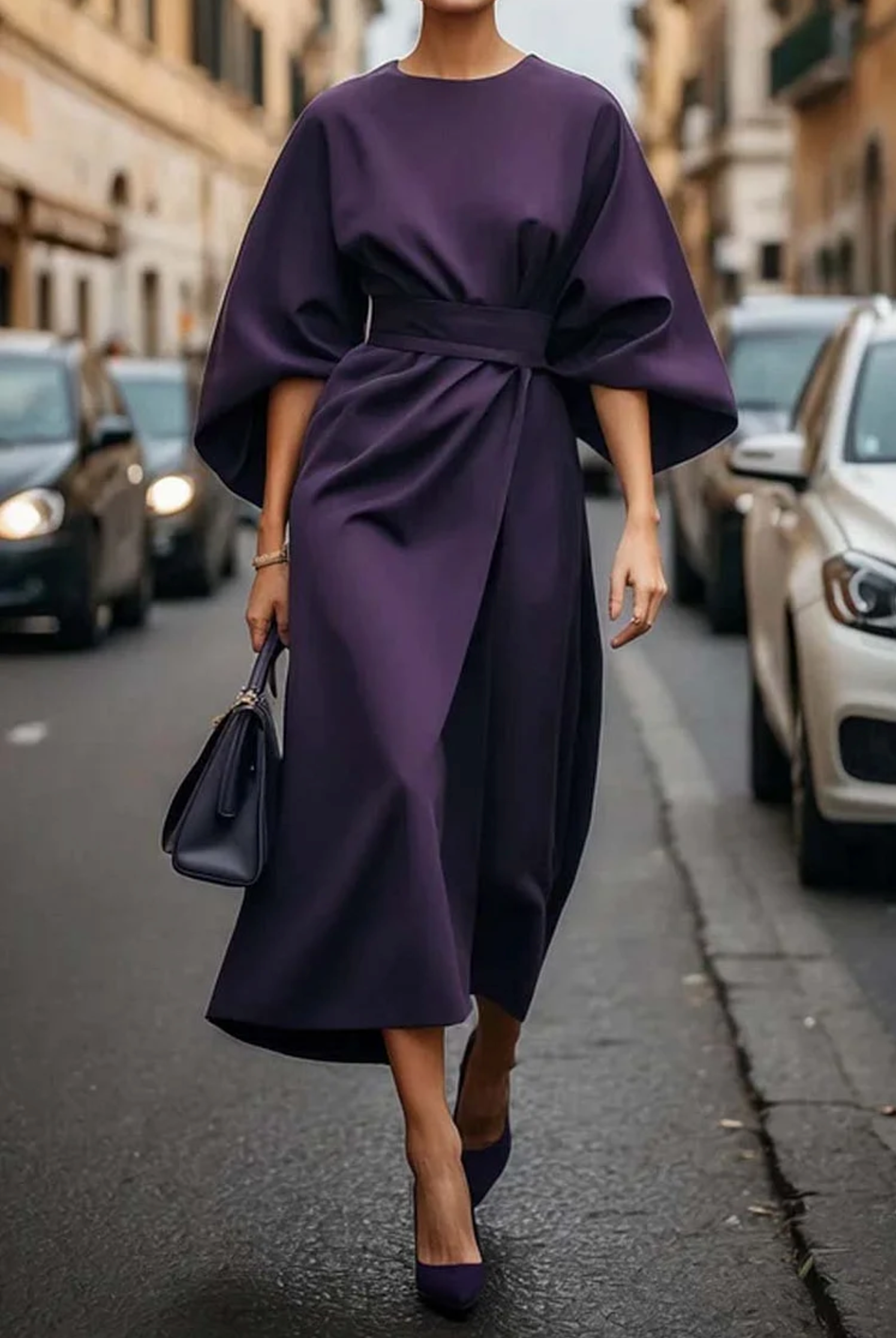 Debra | Timeless Lantern-Sleeve Midi Dress