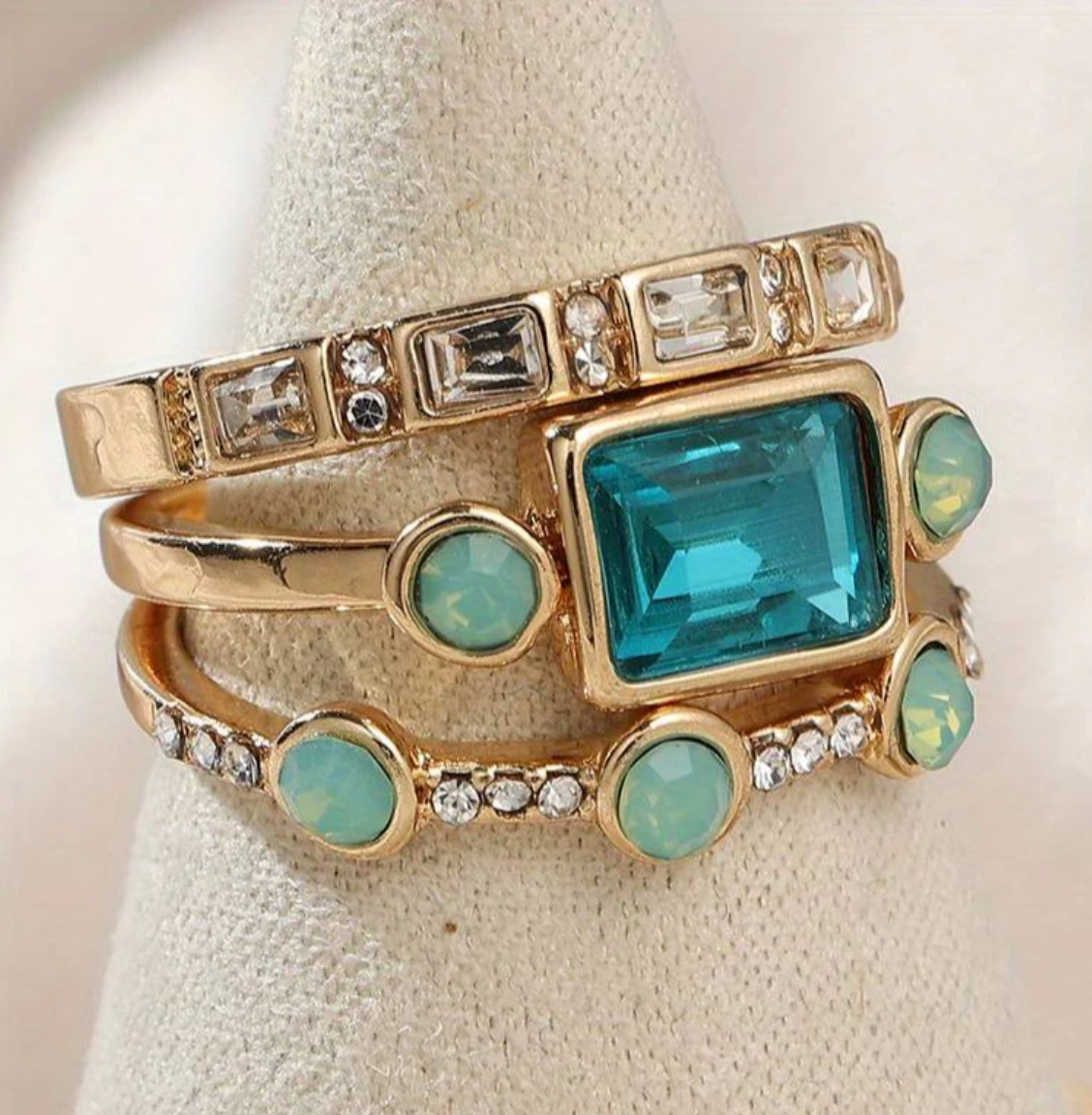 Paloma | Vintage Crystal Stacking Ring Set