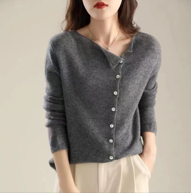 Camille | Button-Front Cable Knit Sweater