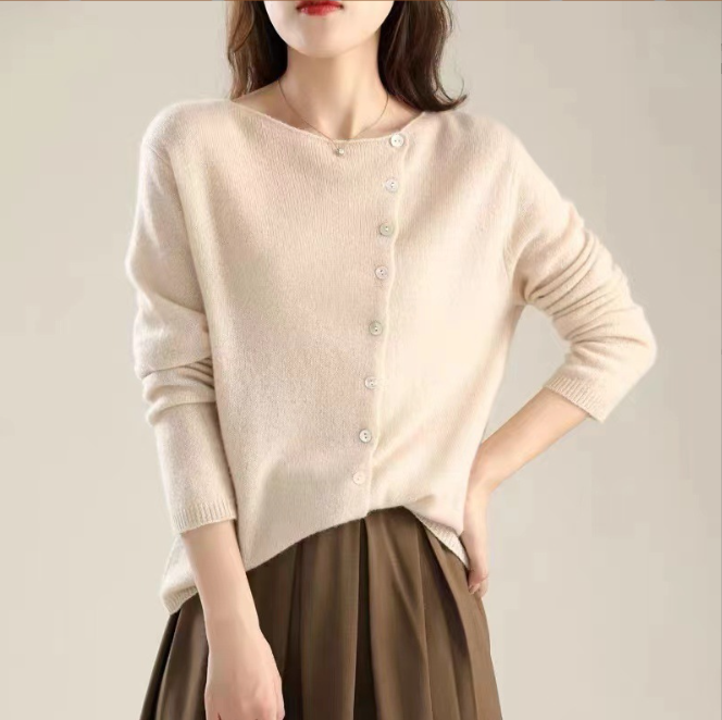 Camille | Button-Front Cable Knit Sweater