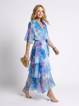 Jonquil | Sheer Layered V-Neck Maxi Dress with Bow Tie Waist