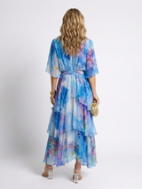 Jonquil | Sheer Layered V-Neck Maxi Dress with Bow Tie Waist