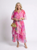 Jonquil | Sheer Layered V-Neck Maxi Dress with Bow Tie Waist