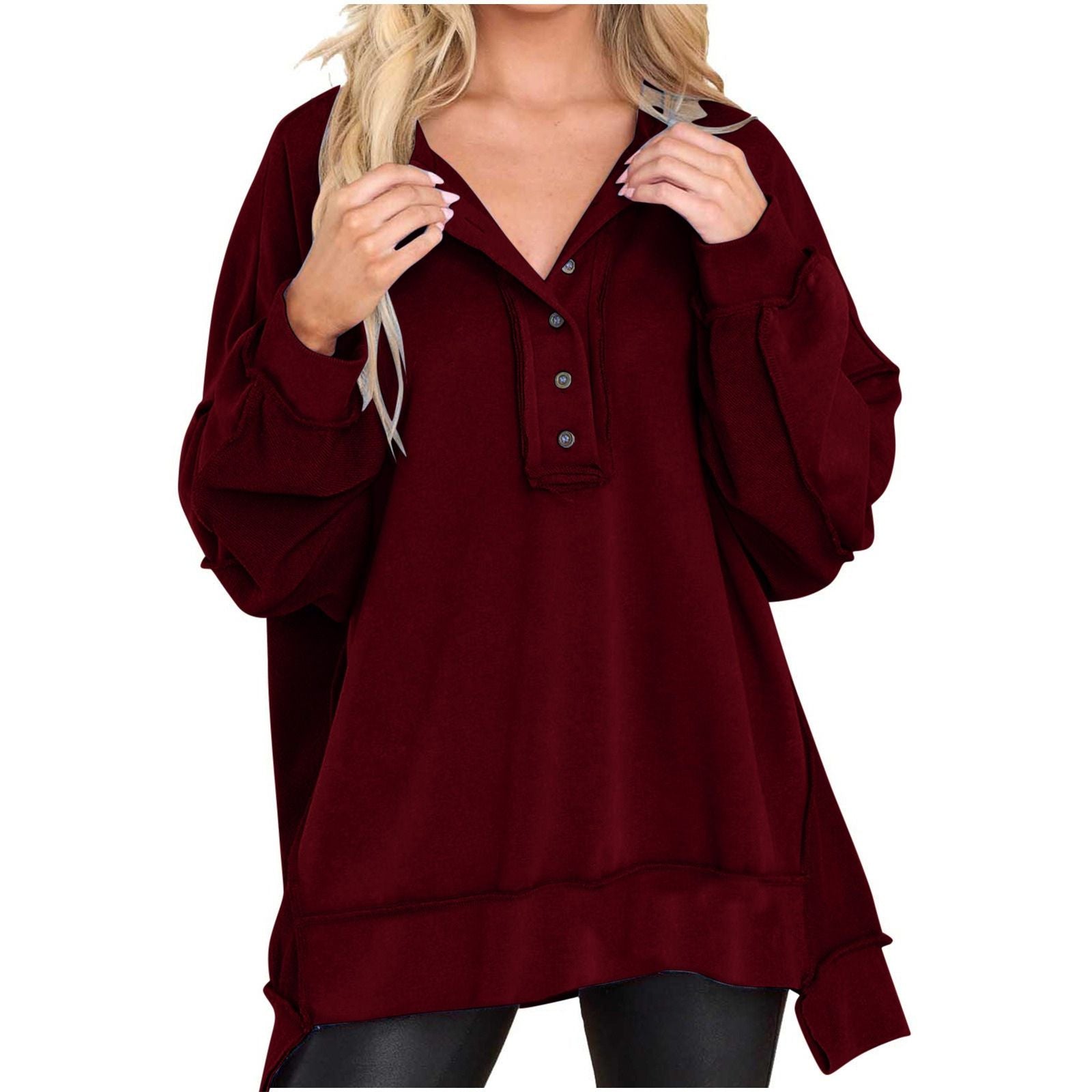 Leilani | Oversized Quarter-Button Sweatshirt