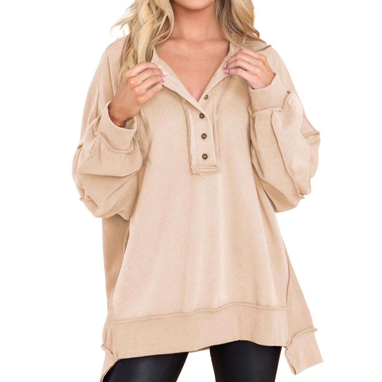 Leilani | Oversized Quarter-Button Sweatshirt