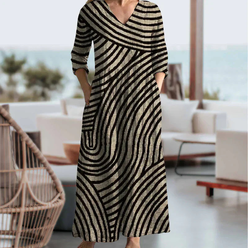Yvonne | Swirl-Print Flattering Day Dress